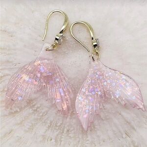 Elegant Pink Mermaid Tail Earrings